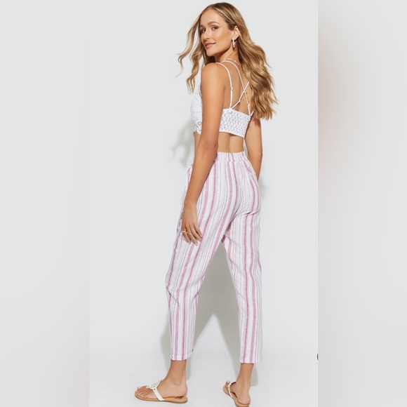 (20)NWT Spring arrival🌷Francesca’s Alina Striped Linen Pants - Picture 4 of 5